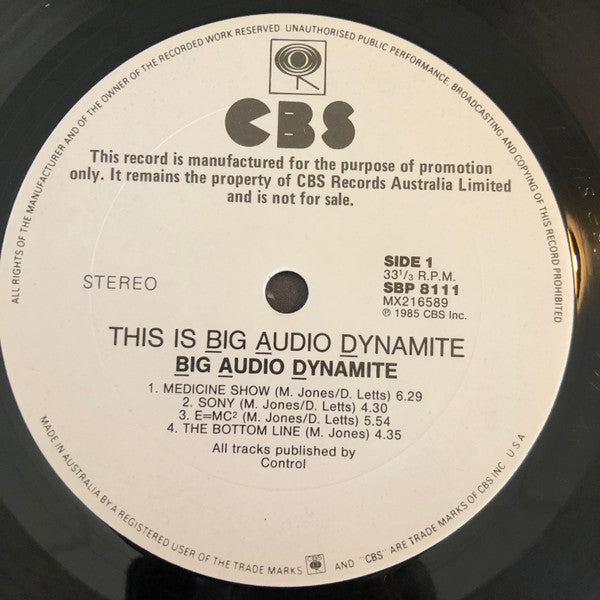 Big Audio Dynamite – This Is Big Audio Dynamite LP vinyl record