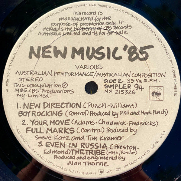 Various – New Music '85 12" vinyl record, image 4 of 5