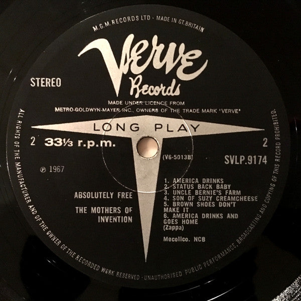 The Mothers – Absolutely Free LP vinyl record, image 4 of 4