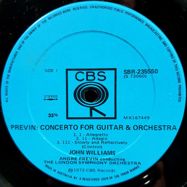 John Williams, André Previn, London Symphony Orchestra, André Previn, Manuel María Ponce Cuéllar – Guitar Concerto / Concierto Del Sur LP vinyl record, image 3 of 4