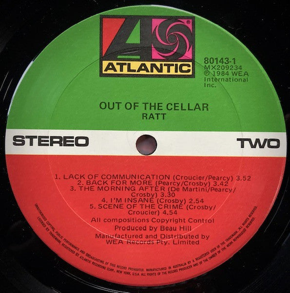 Ratt – Out Of The Cellar LP vinyl record, image 4 of 4