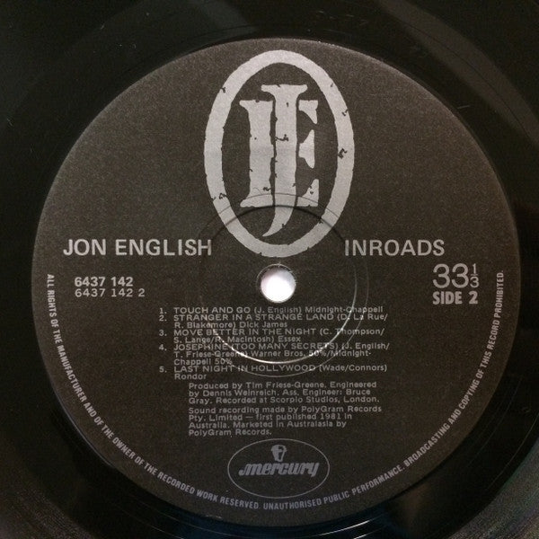 Jon English – In Roads LP vinyl record, image 6 of 6