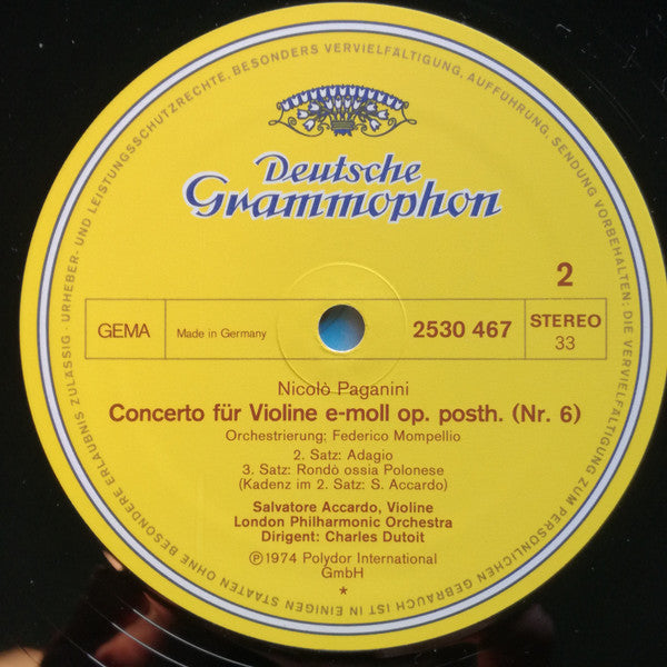Niccolò Paganini, Salvatore Accardo, London Philharmonic Orchestra, Charles Dutoit – Concerto Per Violino (No. 6) LP vinyl record, image 5 of 5