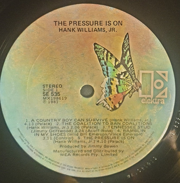 Hank Williams Jr. – The Pressure Is On LP vinyl record, image 2 of 2