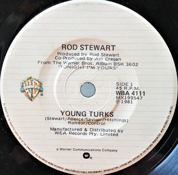 Rod Stewart – Young Turks 7" vinyl record, image 1 of 3