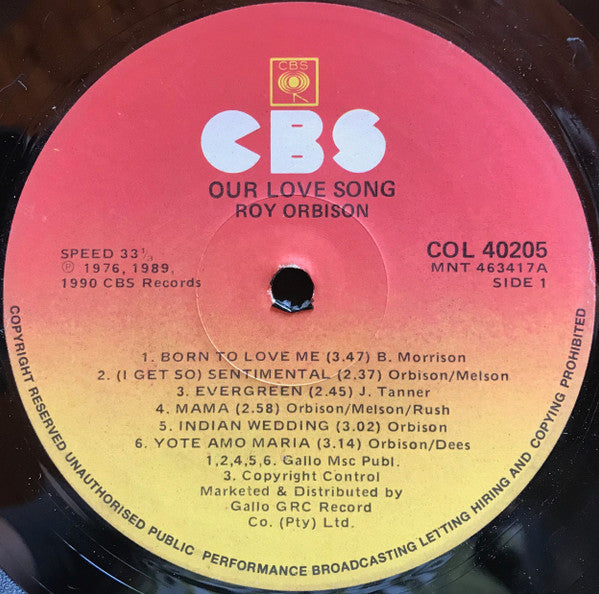 Roy Orbison – Our Love Song LP vinyl record, image 3 of 3