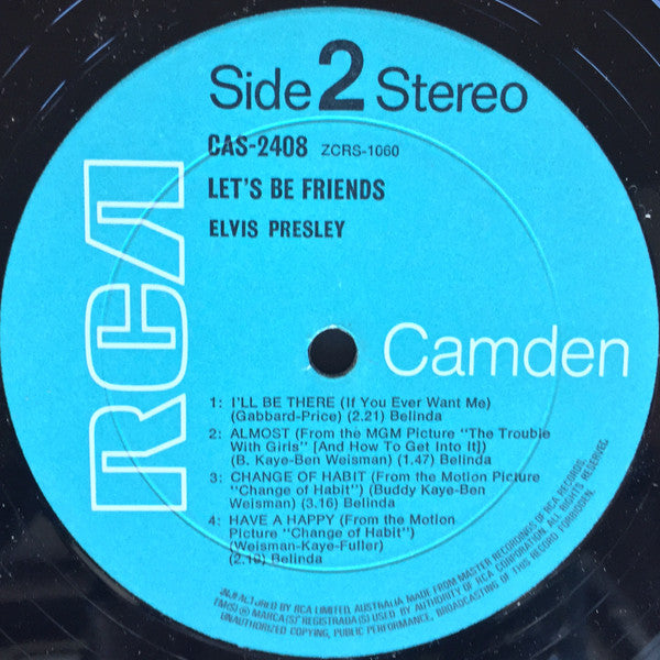 Elvis Presley – Let's Be Friends LP vinyl record, image 4 of 4