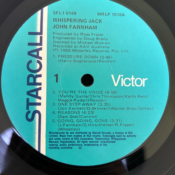 John Farnham – Whispering Jack LP vinyl record, image 4 of 5