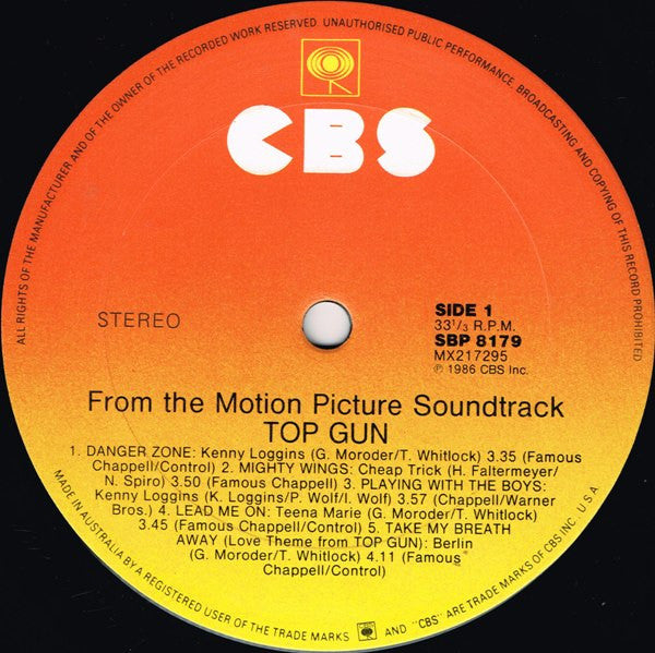 Various – Top Gun (Original Motion Picture Soundtrack) LP vinyl record, image 4 of 7