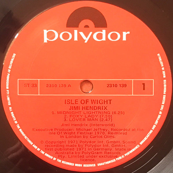 Jimi Hendrix – Isle Of Wight LP vinyl record, image 3 of 4