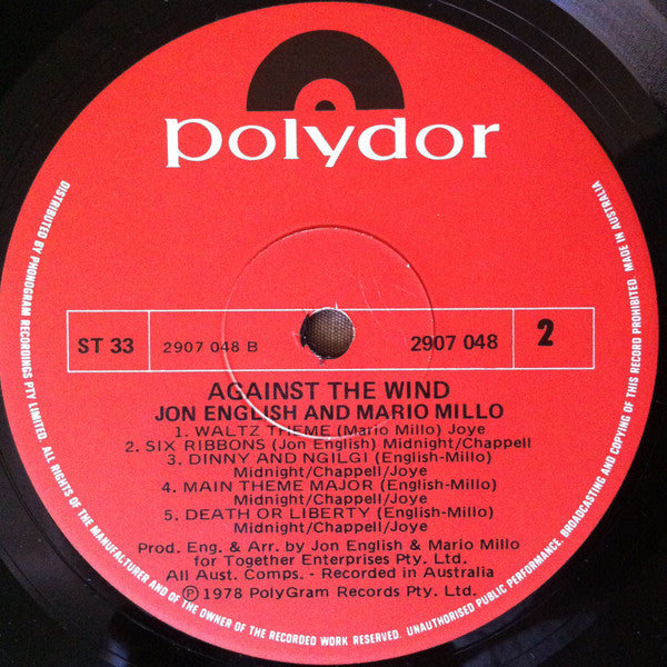 Jon English, Mario Millo – Against The Wind LP vinyl record, image 4 of 6