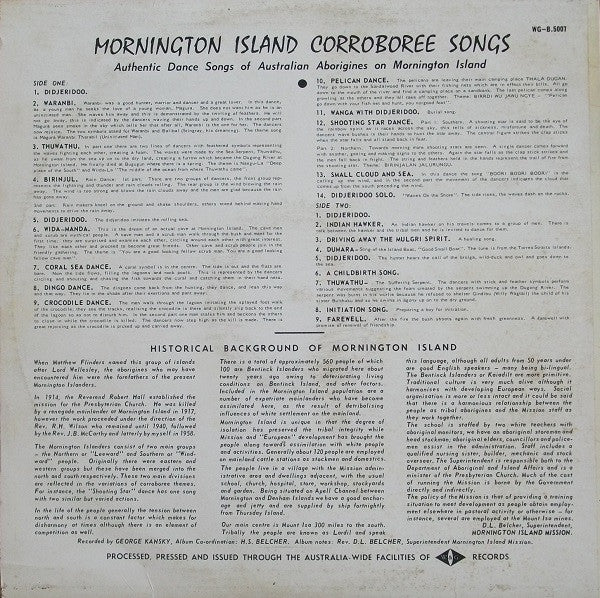 Australian Aborigines – Mornington Island Corroboree Songs LP vinyl record, image 2 of 4