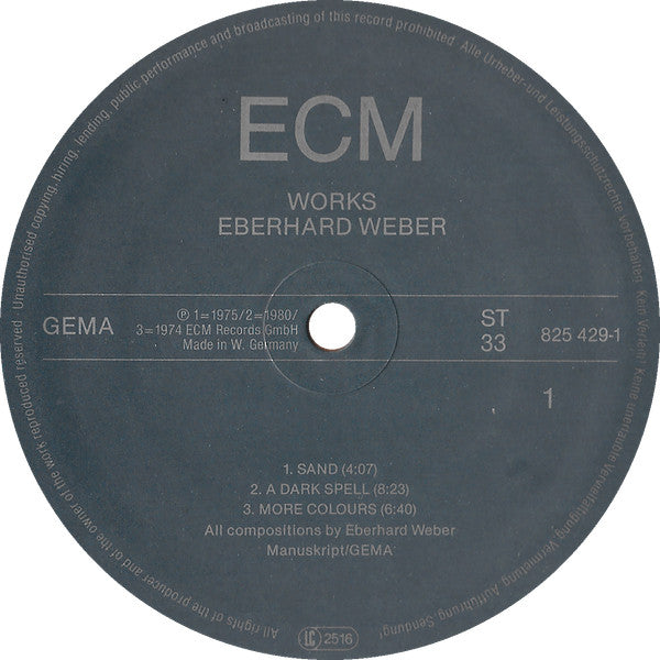 Eberhard Weber – Works LP vinyl record, image 3 of 6