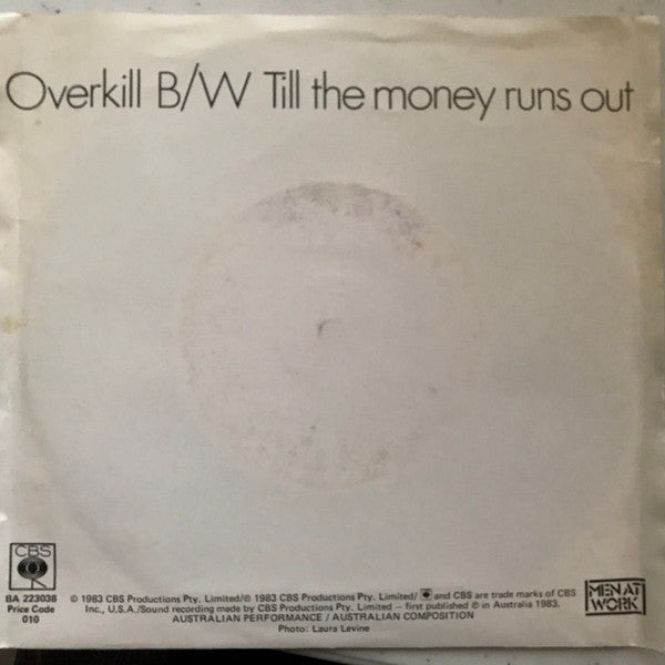 Men At Work – Overkill 7" vinyl record, image 2 of 4