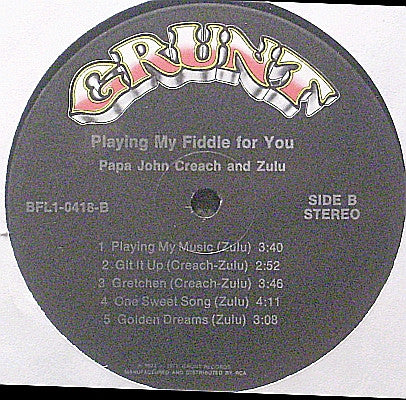 Papa John Creach, Zulu – Playing My Fiddle For You LP vinyl record, image 4 of 7