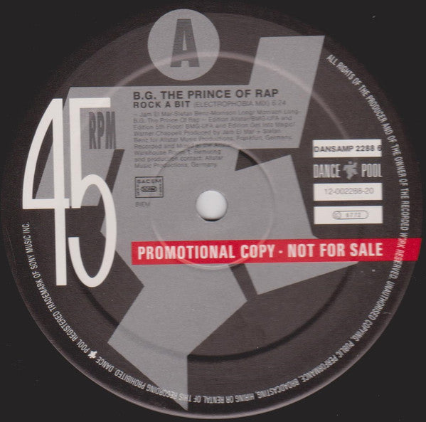 B.G. The Prince Of Rap – Rock A Bit 12" vinyl record, image 1 of 2