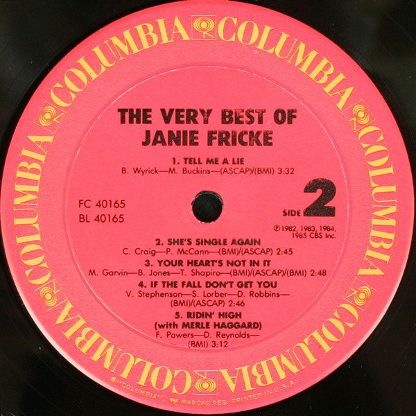Janie Fricke – The Very Best Of Janie LP vinyl record, image 4 of 4