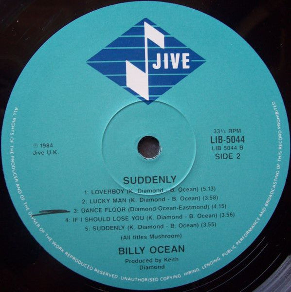 Billy Ocean – Suddenly LP vinyl record, image 4 of 4