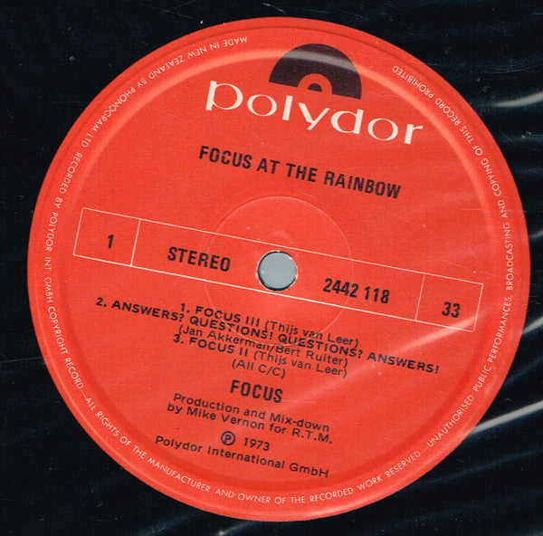 Focus – Focus At The Rainbow LP vinyl record, image 3 of 4