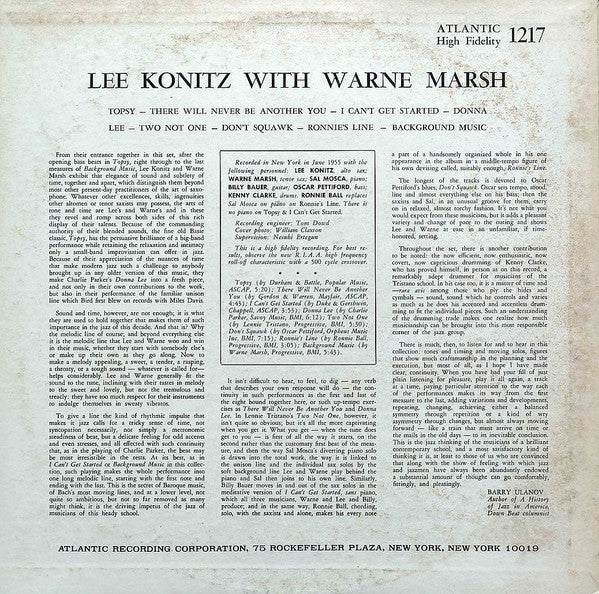 Lee Konitz, Warne Marsh – Lee Konitz With Warne Marsh LP vinyl record, image 3 of 5