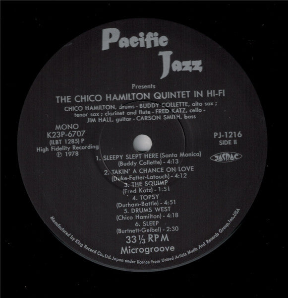 The Chico Hamilton Quintet – Chico Hamilton Quintet In Hi-Fi LP vinyl record, image 5 of 5