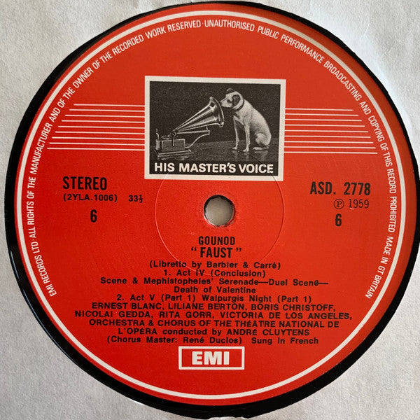 Charles Gounod, Victoria De Los Angeles, Nicolai Gedda, Boris Christoff, Orchestre National De L'Opéra De Paris, Choeur National De L'Opéra De Paris, André Cluytens – Faust (4xLP) LP vinyl record, image 7 of 10