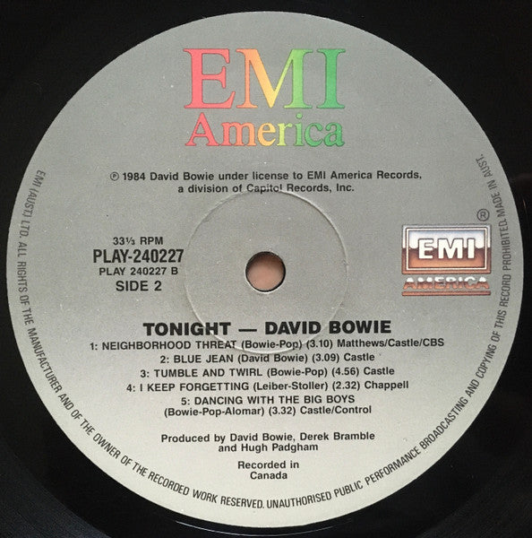 David Bowie – Tonight LP vinyl record, image 4 of 6