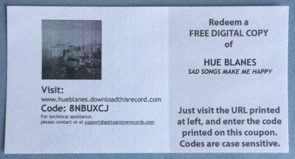 Hue Blanes – Sad Songs Make Me Happy LP vinyl record, image 5 of 5