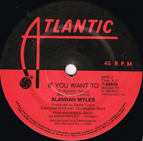 Alannah Myles – Black Velvet 7" vinyl record, image 2 of 2