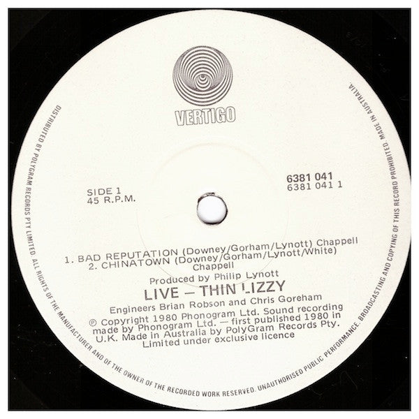 Thin Lizzy – Live 12" vinyl record, image 3 of 3