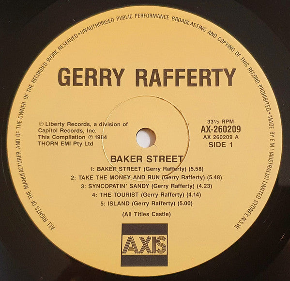 Gerry Rafferty – Baker Street LP vinyl record, image 3 of 4