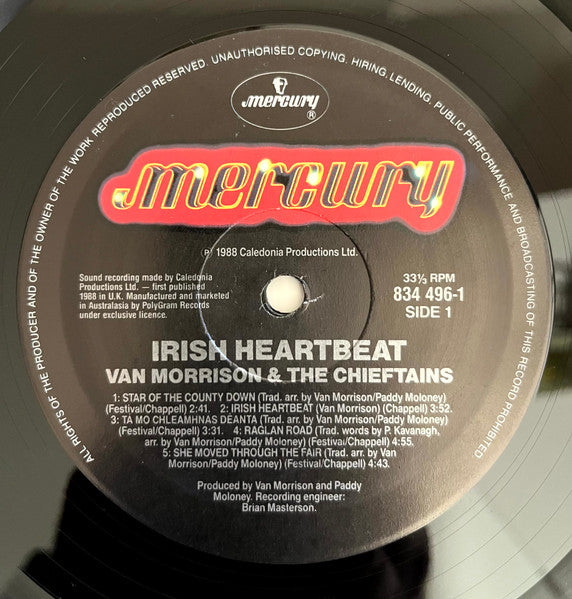 Van Morrison, The Chieftains – Irish Heartbeat LP vinyl record, image 3 of 6