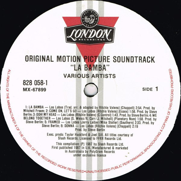 Various – La Bamba - Original Motion Picture Soundtrack LP vinyl record, image 3 of 4