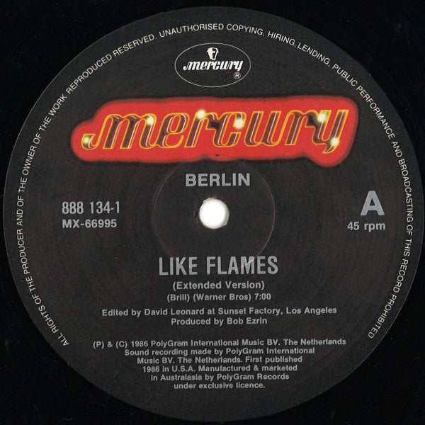 Berlin – Like Flames 12" vinyl record, image 3 of 4