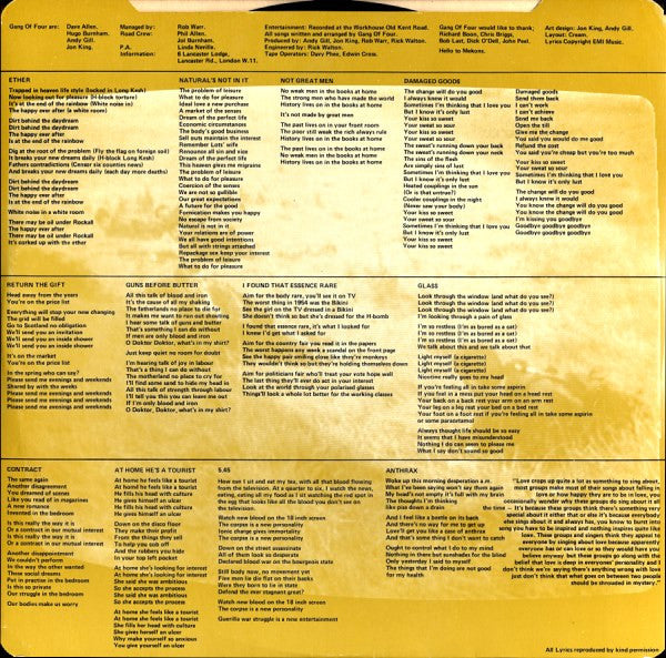 Gang Of Four – Entertainment! LP vinyl record, image 6 of 7