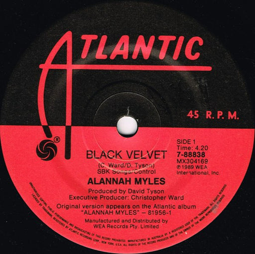 Alannah Myles – Black Velvet 7" vinyl record, image 1 of 2