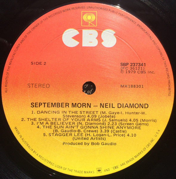 Neil Diamond – September Morn LP vinyl record, image 7 of 7