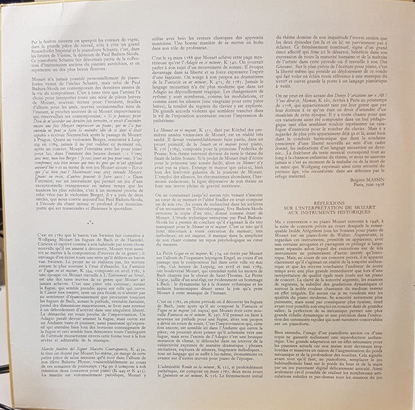 Wolfgang Amadeus Mozart, Paul Badura-Skoda – Pièces Pour Le Pianoforte LP vinyl record, image 3 of 4
