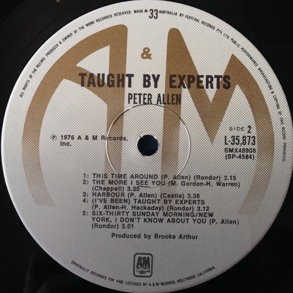 Peter Allen – Taught By Experts LP vinyl record, image 6 of 6