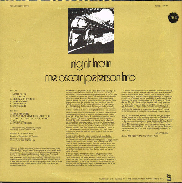 The Oscar Peterson Trio – Night Train LP vinyl record, image 2 of 9