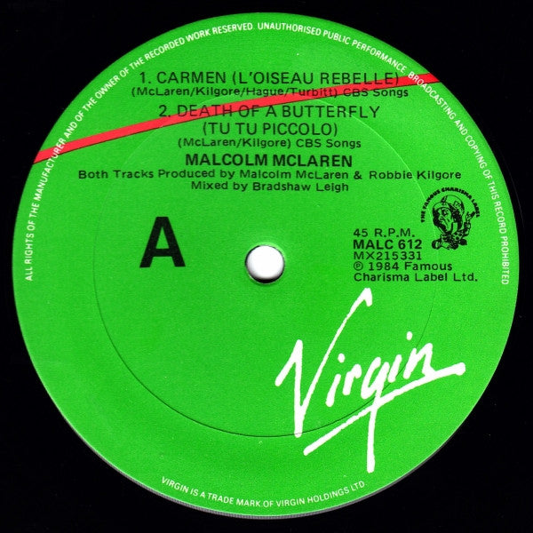 Malcolm McLaren – Carmen 12" vinyl record, image 3 of 4