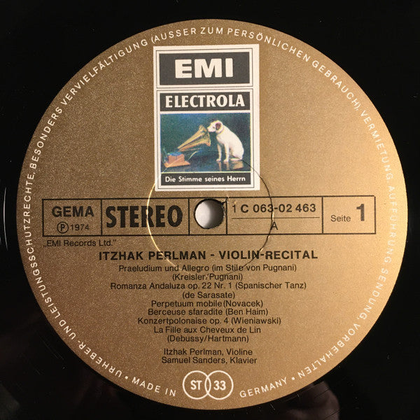 Itzhak Perlman – Violin Recital LP vinyl record, image 3 of 4
