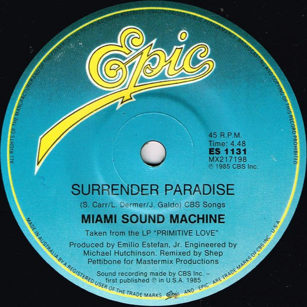 Miami Sound Machine – Bad Boy 7" vinyl record, image 2 of 2