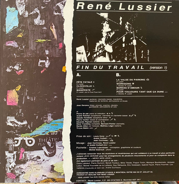 René Lussier – Fin Du Travail (Version 1) LP vinyl record, image 2 of 4
