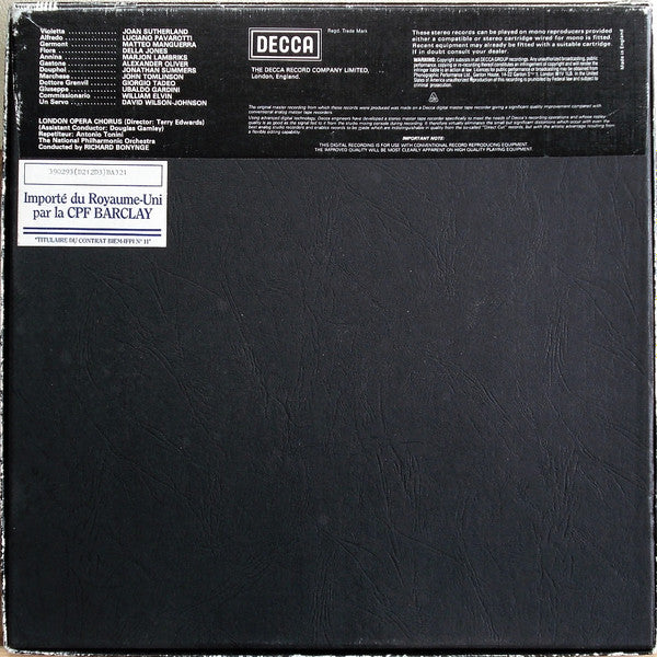 Giuseppe Verdi, Joan Sutherland, Luciano Pavarotti, Richard Bonynge, Matteo Manuguerra, National Philharmonic Orchestra – La Traviata (3xLP) LP vinyl record, image 2 of 8