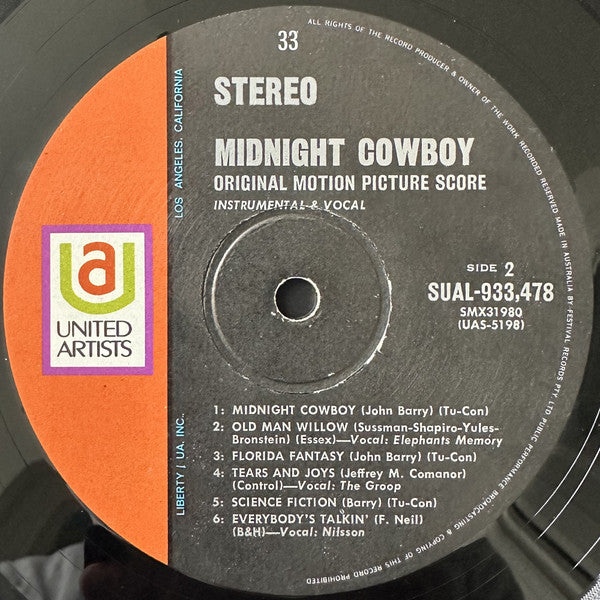 Various – Midnight Cowboy (Original Motion Picture Score) LP vinyl record, image 4 of 5