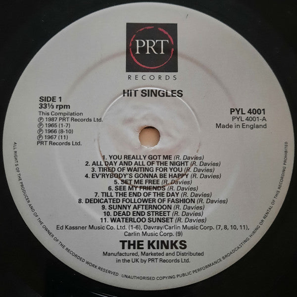 The Kinks – Hit Singles LP vinyl record, image 2 of 3