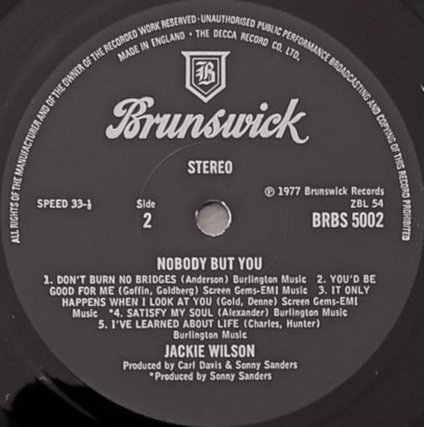 Jackie Wilson – Nobody But You LP vinyl record, image 4 of 4