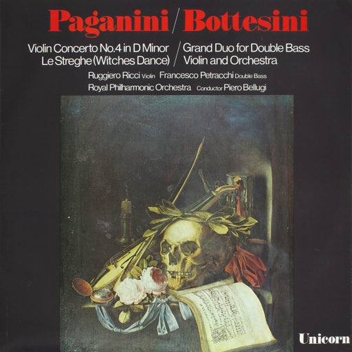 Niccolò Paganini, Giovanni Bottesini, Ruggiero Ricci, Francesco Petracchi, Royal Philharmonic Orchestra, Piero Bellugi – Violin Concerto No.4 In D Minor, Le Streghe (Witches Dance) / Grand Duo For Double Bass Violin And Orchestra LP vinyl record, image 1 of 4