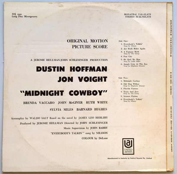 Various – Midnight Cowboy (Original Motion Picture Score) LP vinyl record, image 2 of 5